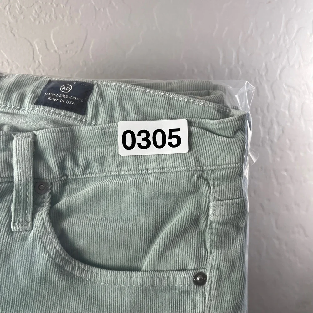 AG The Stevie Slim Straight Corduroy Pants‎ Mint Green Casual Size 27